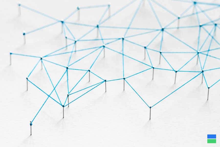 Blockchain depiction as a network of nodes